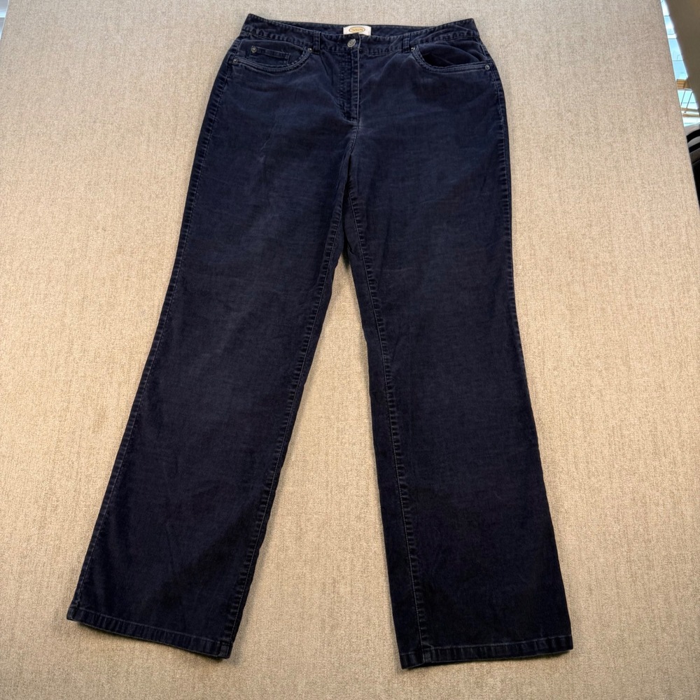 Talbots Corduroy Pants Womens 12 Navy Blue Straight Leg Stretch Mid Rise